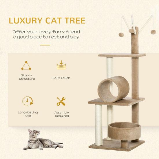 PAWHUT 121cm Cat Tree Tower for Indoor Kitten Activity Centre with Tunnel 4