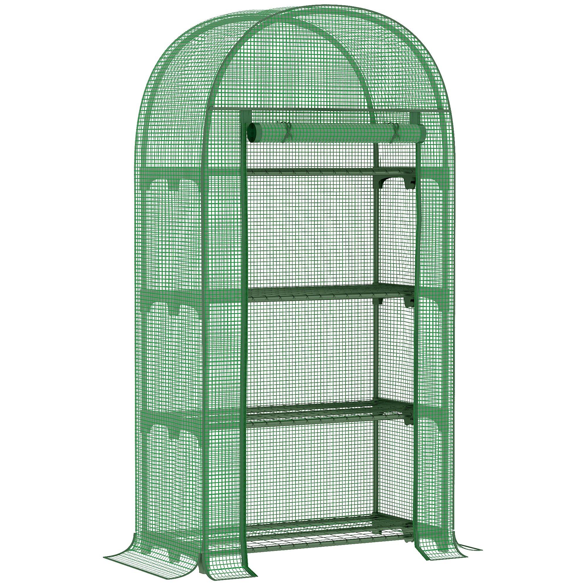 80 x 49 x 160cm Portable Mini Greenhouse with Zippered Door Storage Shelf
