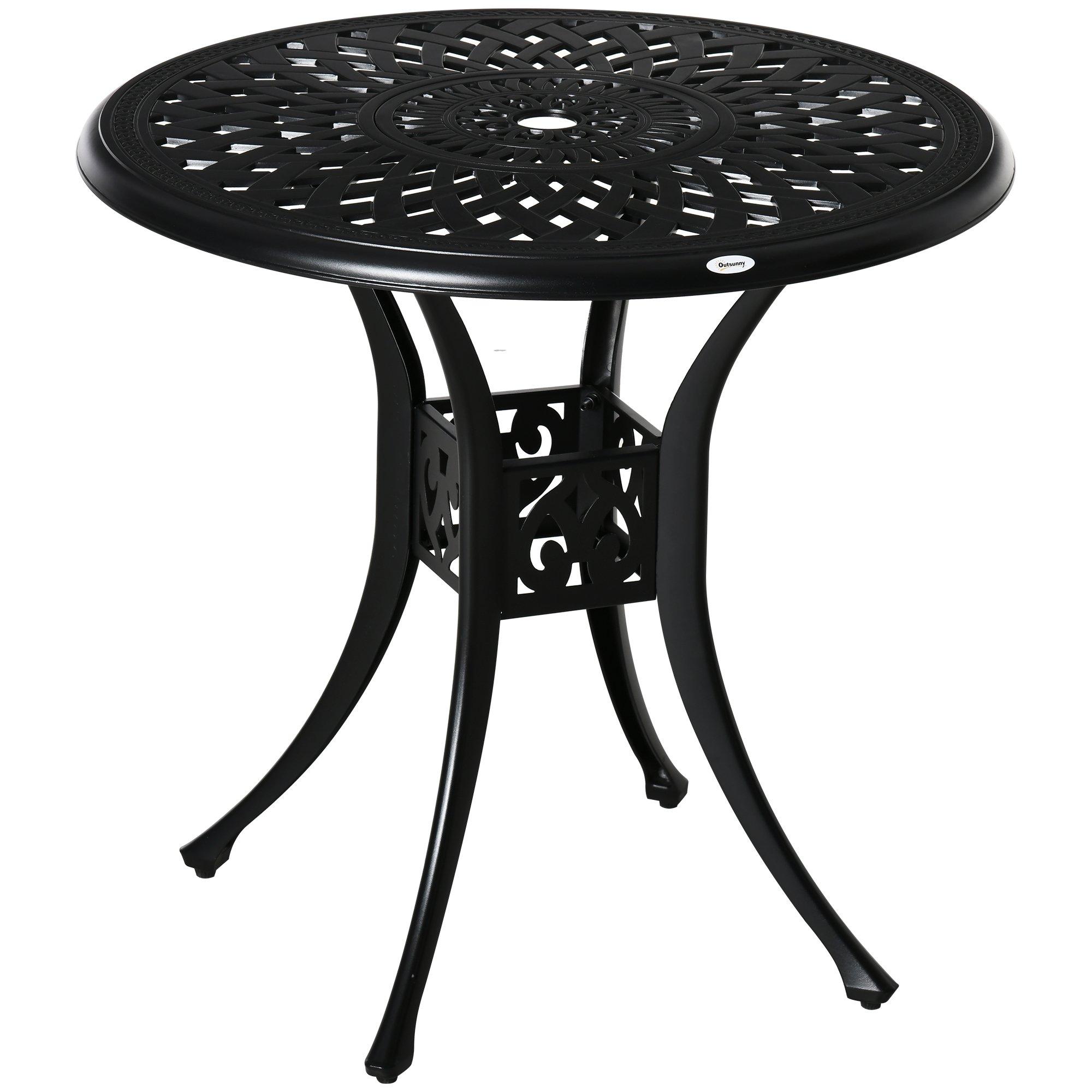 78cm Round Garden Dining Table Only with Parasol Hole Cast Aluminium