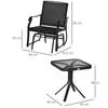 OUTSUNNY 3 PCS Outdoor Sling Fabric Rocking Glider Chair with Table Set thumbnail 3