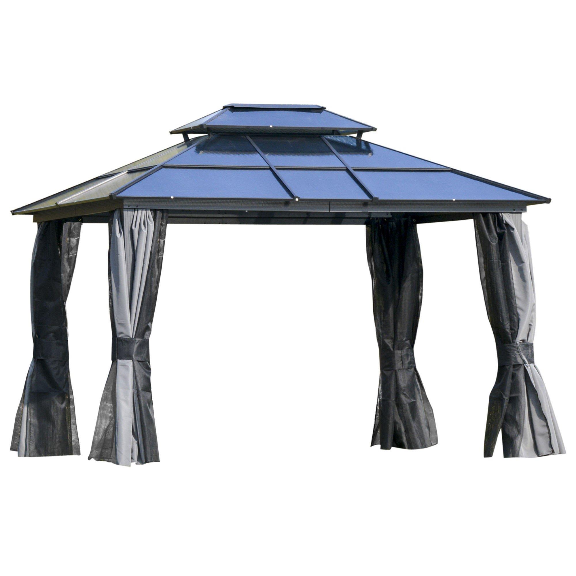 Polycarbonate Hardtop Gazebo With Double Roof And Aluminium Frame