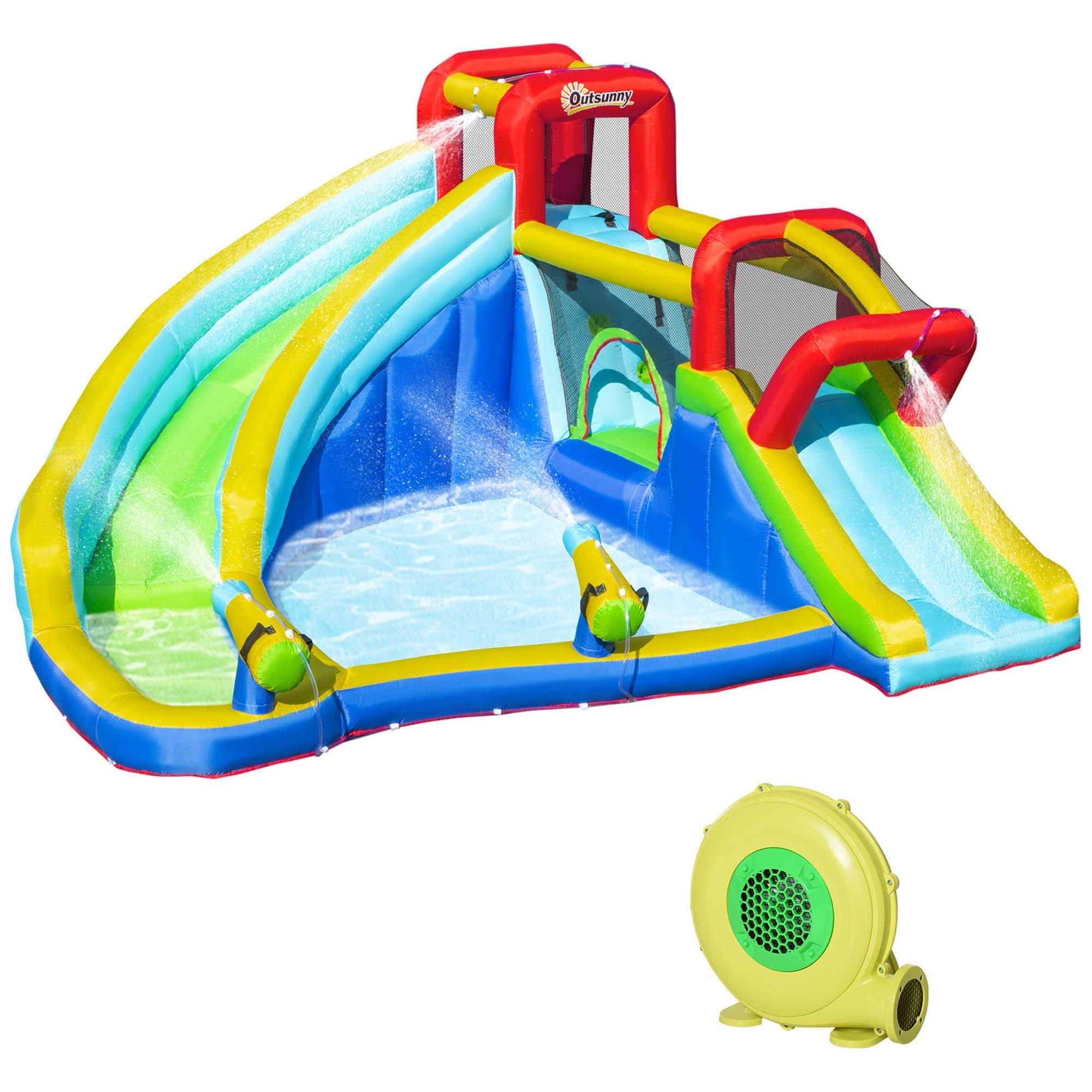 Photos - Inflatable Pool Outsunny Kids Bouncy Castle Slide Pool Water Gun Trampoline Climbing Wall 