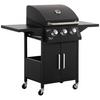 OUTSUNNY 3 Burner Gas Grill Portable BBQ Trolley with 4 Wheels and Side Shelves thumbnail 1