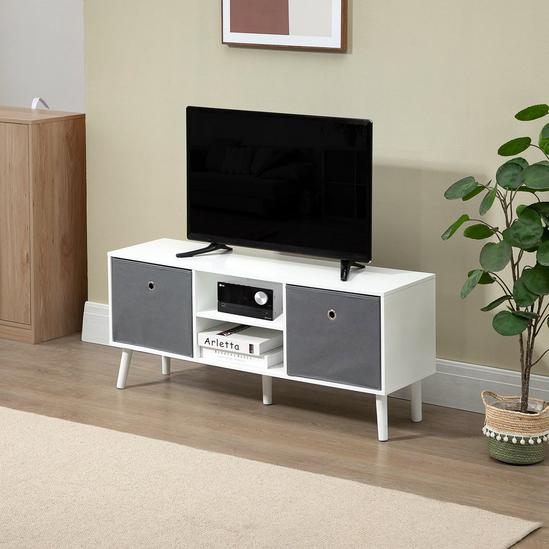 HOMCOM TV Cabinet Unit with Shelves, Entertainment Center with Foldable Drawers 2
