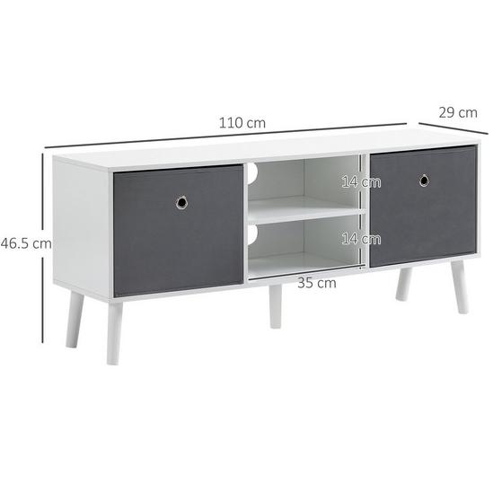HOMCOM TV Cabinet Unit with Shelves, Entertainment Center with Foldable Drawers 3