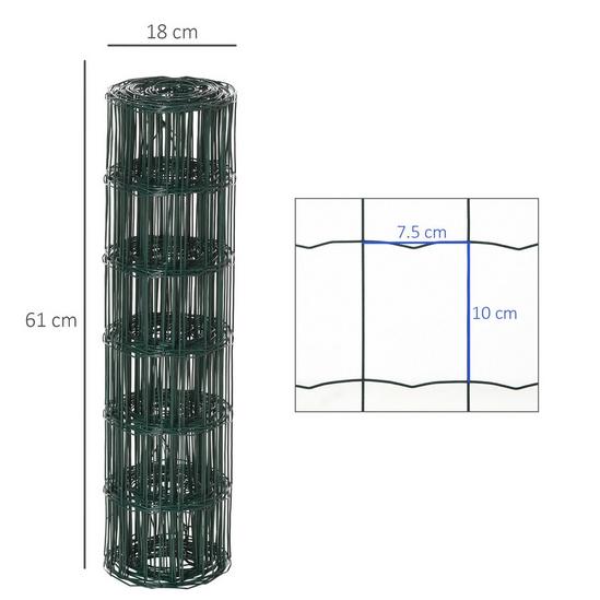 PAWHUT Chicken Wire Mesh, Foldable PVC Coated Fences, for Garden, Green 3
