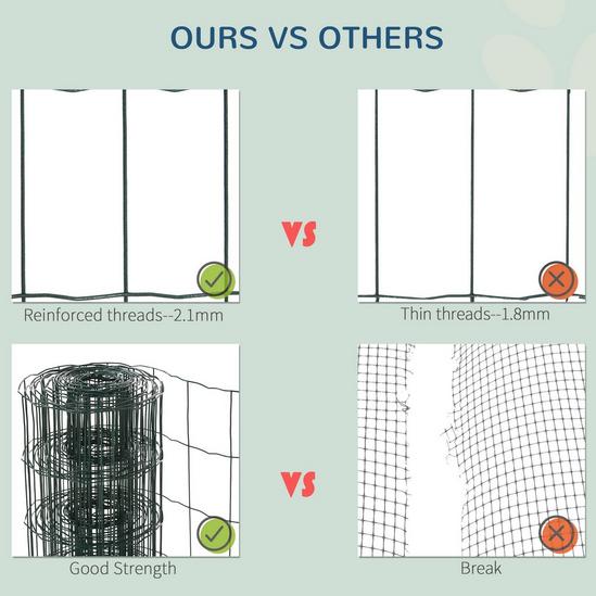 PAWHUT Chicken Wire Mesh, Foldable PVC Coated Fences, for Garden, Green 4