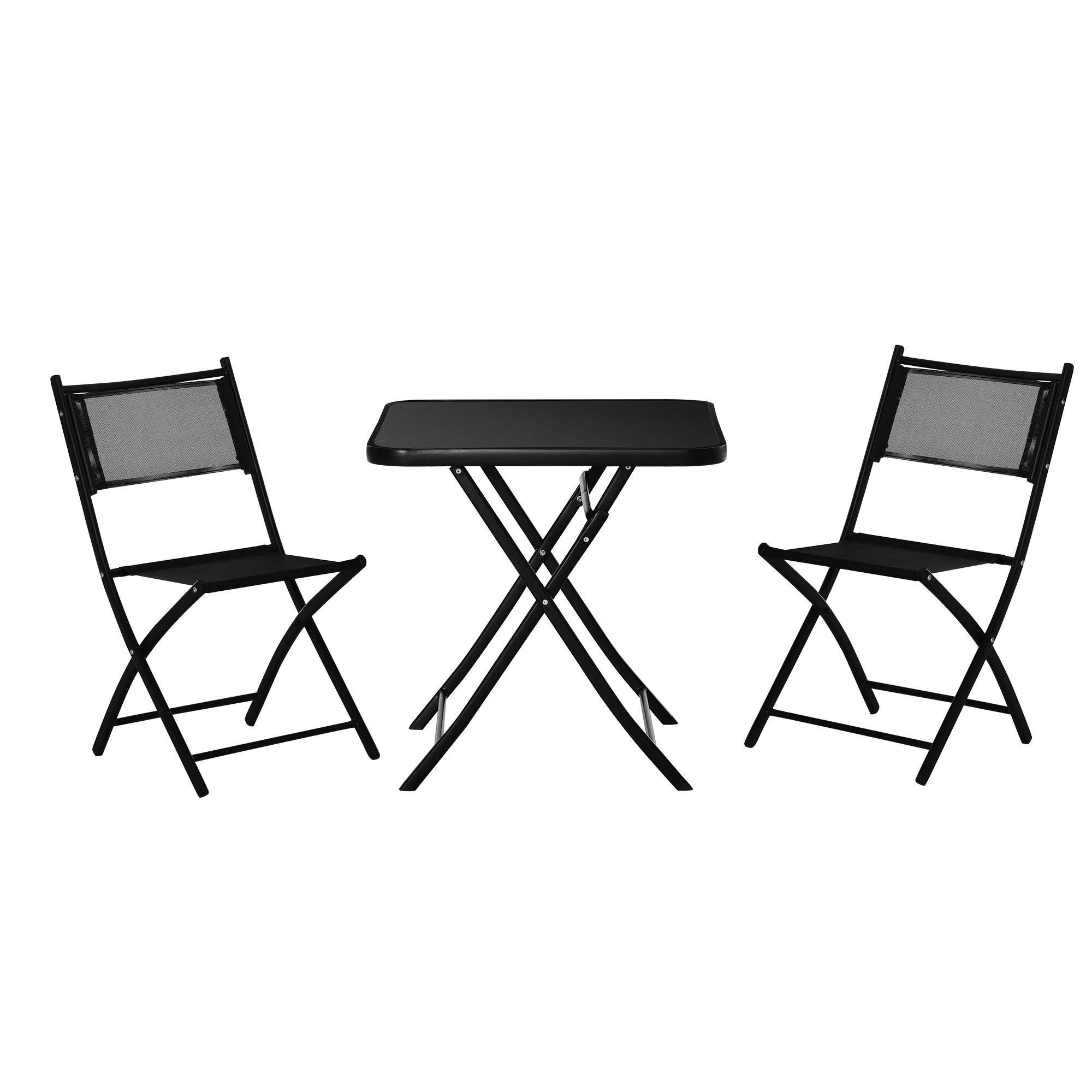 3Pcs Garden Bistro Set Folding Table and 2 Chairs Outdoor Furniture