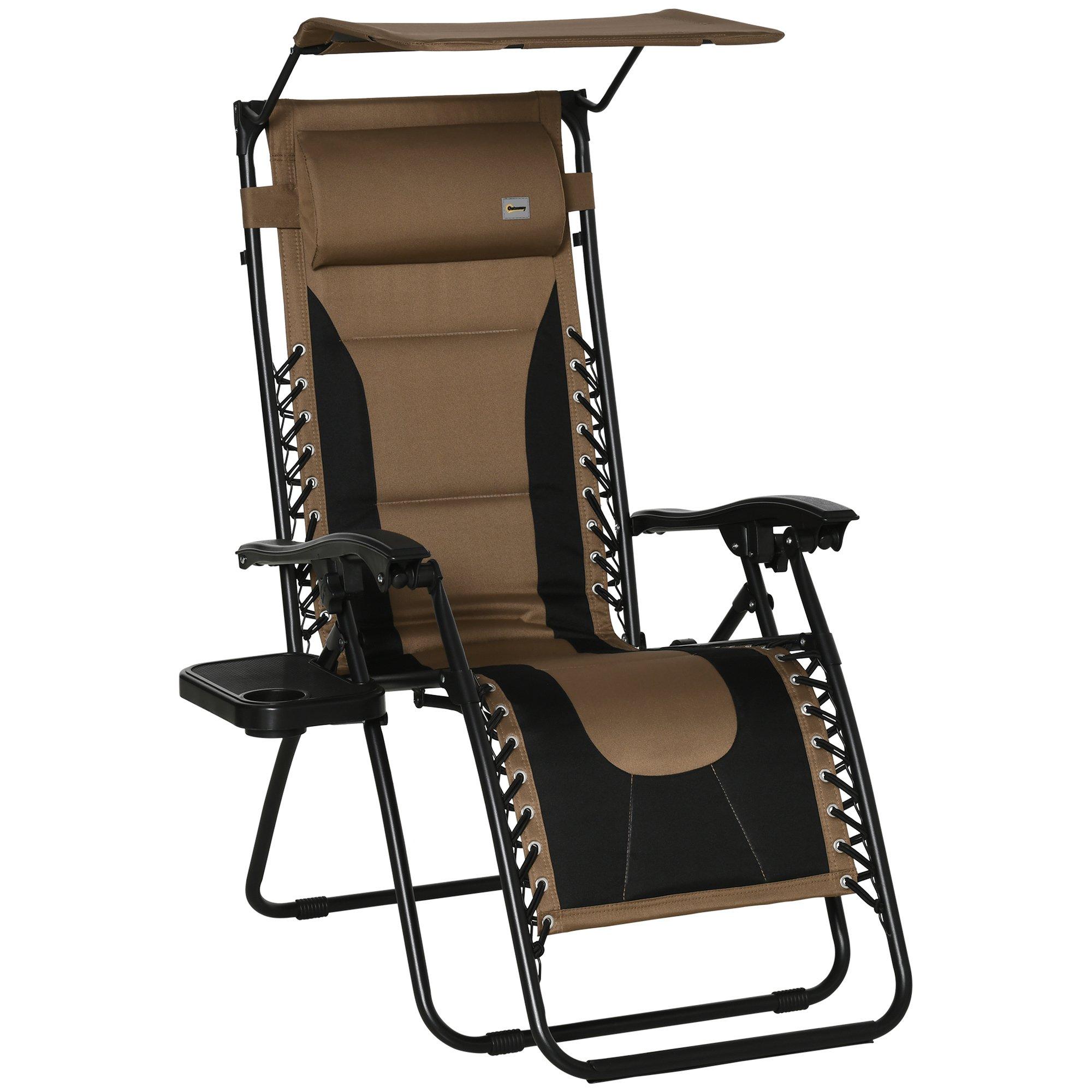 Photos - Garden Furniture Outsunny Zero Gravity Lounger Chair, Folding Reclining Patio Chair with Shade Cover 