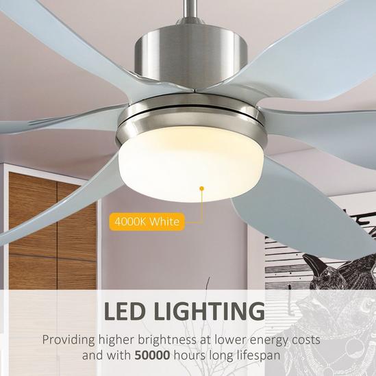 HOMCOM Reversible Ceiling Fan with Light 6 Blades Indoor LED Lighting Fan 5