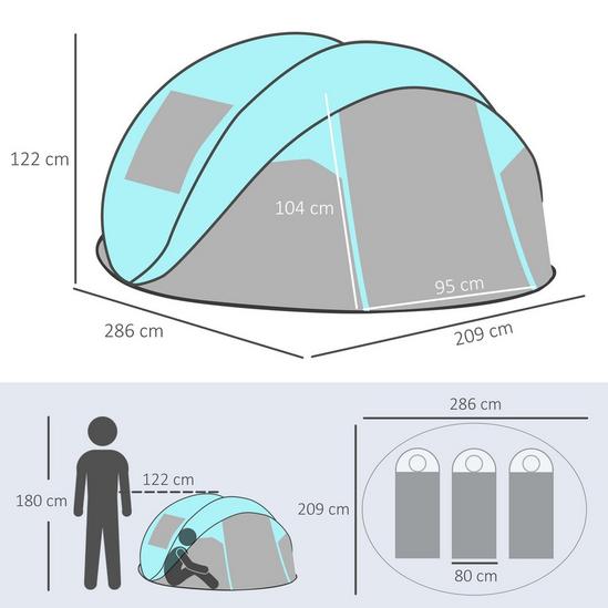 OUTSUNNY 4 Person Camping Tent Pop-up Design w/ Mesh Vents for Hiking 3