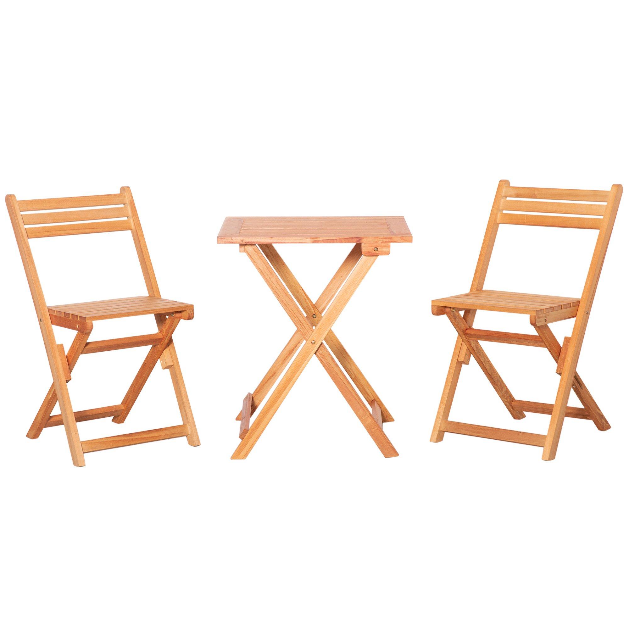 3Pcs Garden Bistro Set, Folding Outdoor Chairs and Table Set