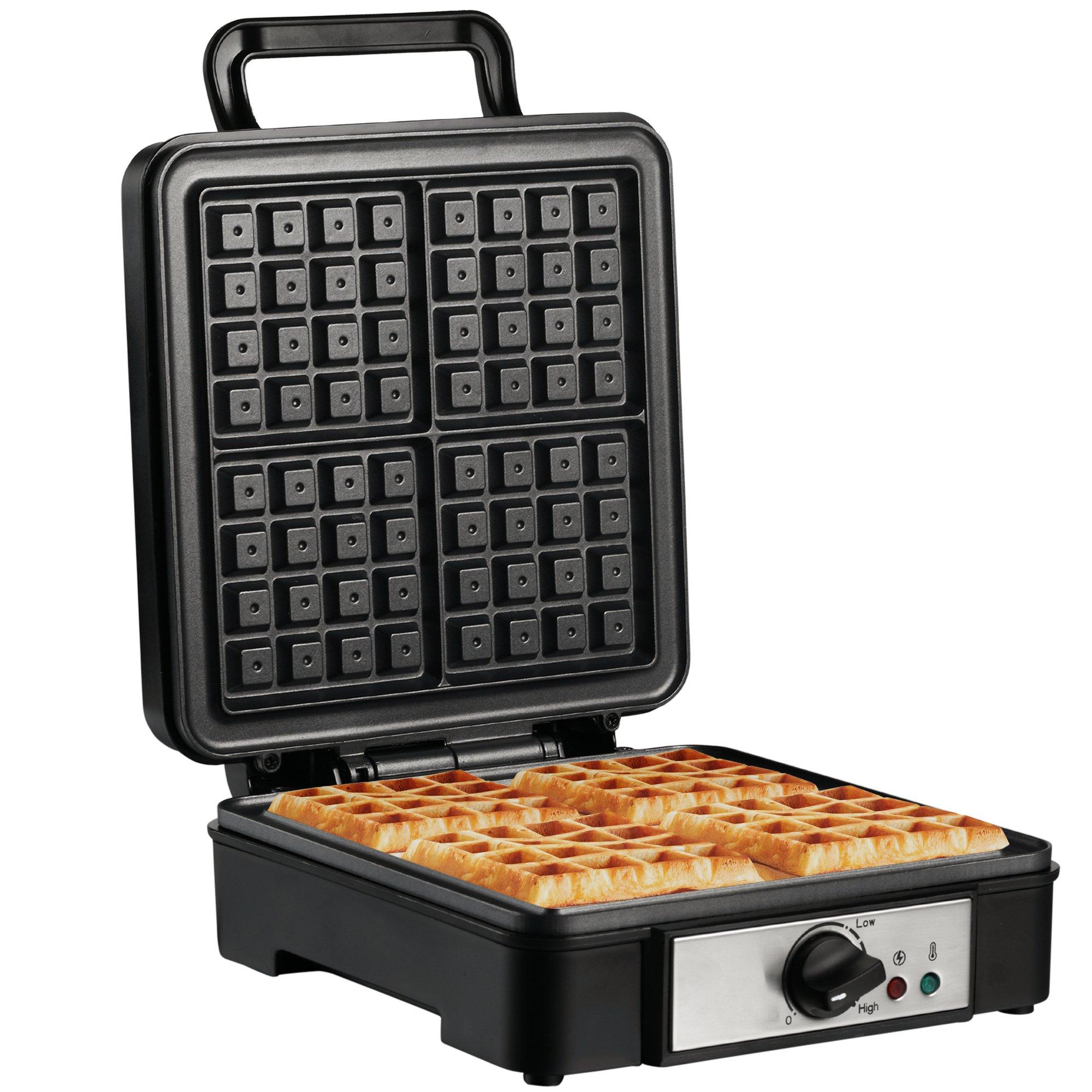 4 Slice Waffle Maker w/ Non-stick Cooking Plate Adjustable Temperature