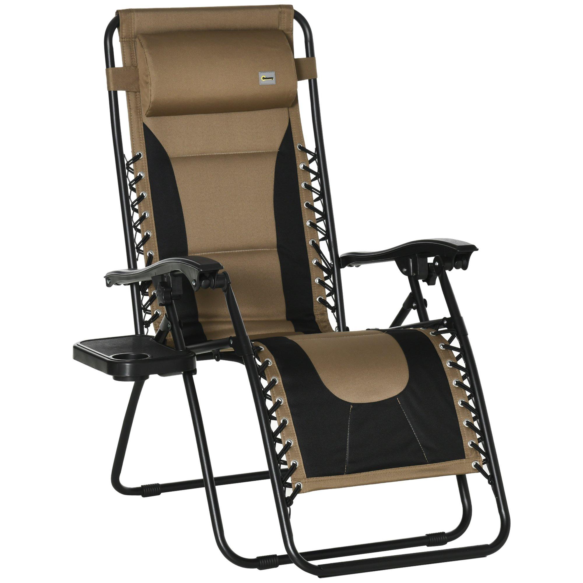 Zero Gravity Lounger Folding Recliner Chair with Cup Holder Pillow