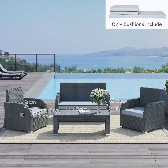 OUTSUNNY 3PCs Rattan Garden Seat Cushions Pads for Patio Furniture 5