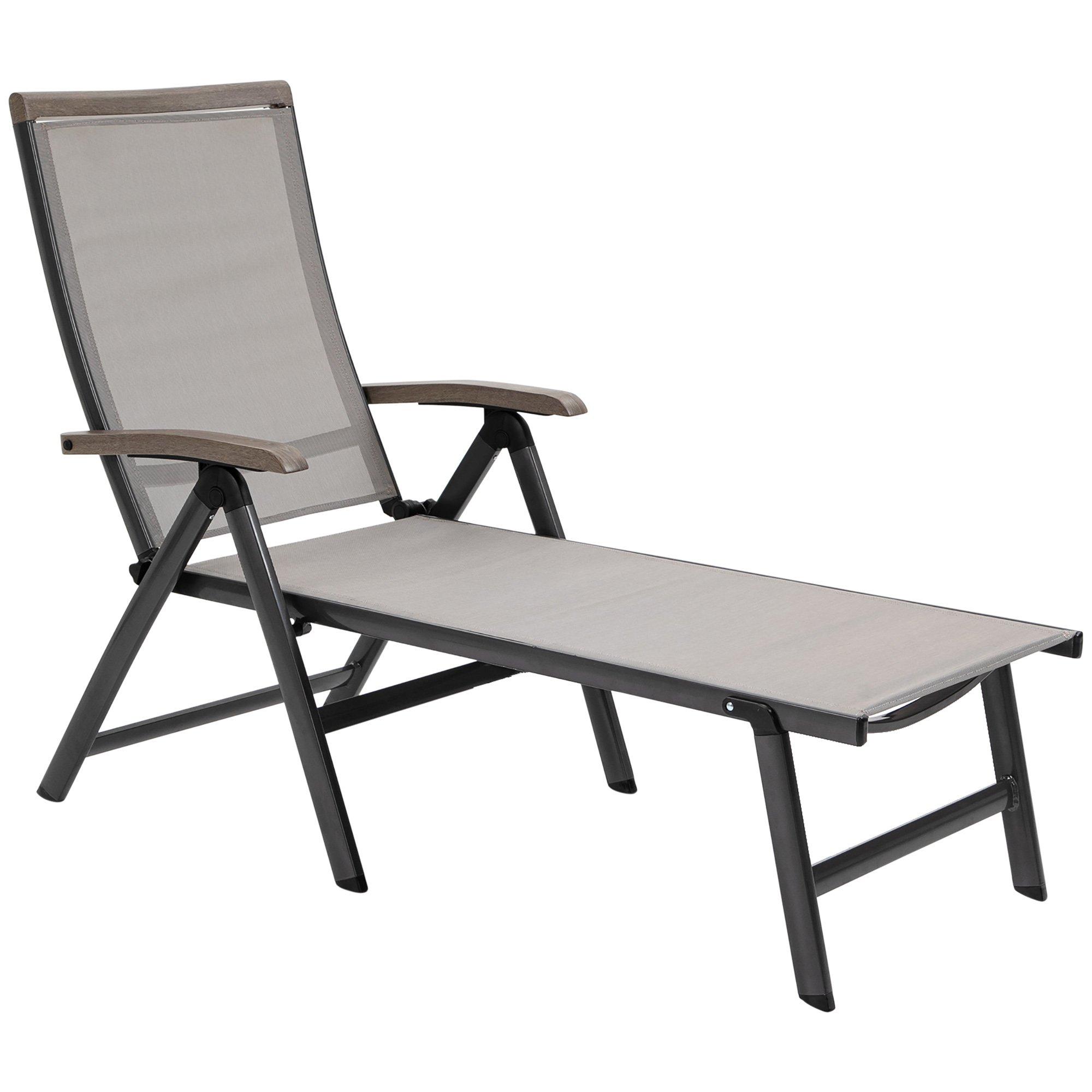 Outdoor Folding Sun Lounger with Adjustable Backrest and Aluminium