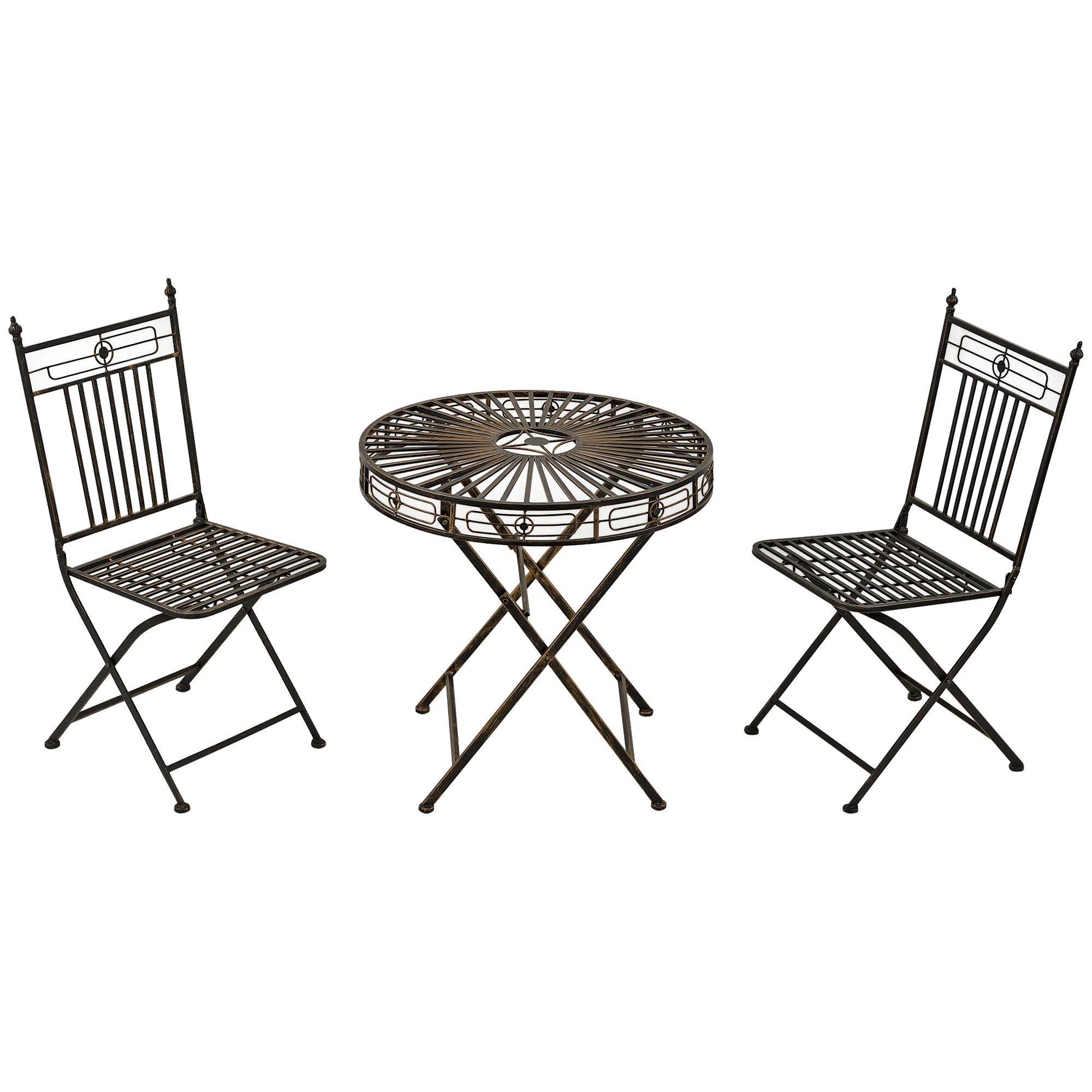 3PCs Garden Bistro Set with 2 Folding Chair and 1 Table