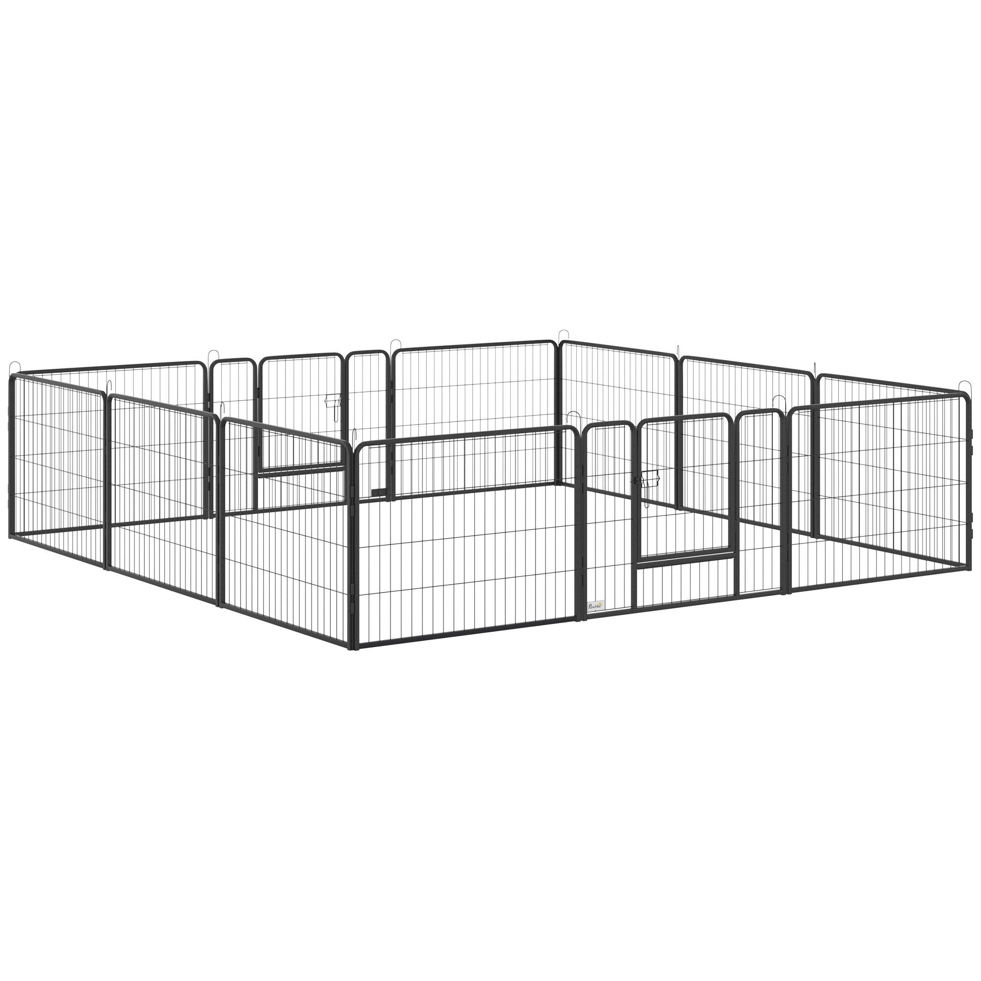 12 Panels Pet Playpen, Heavy-Duty Dog Fence DIY Design 80 x 60 cm