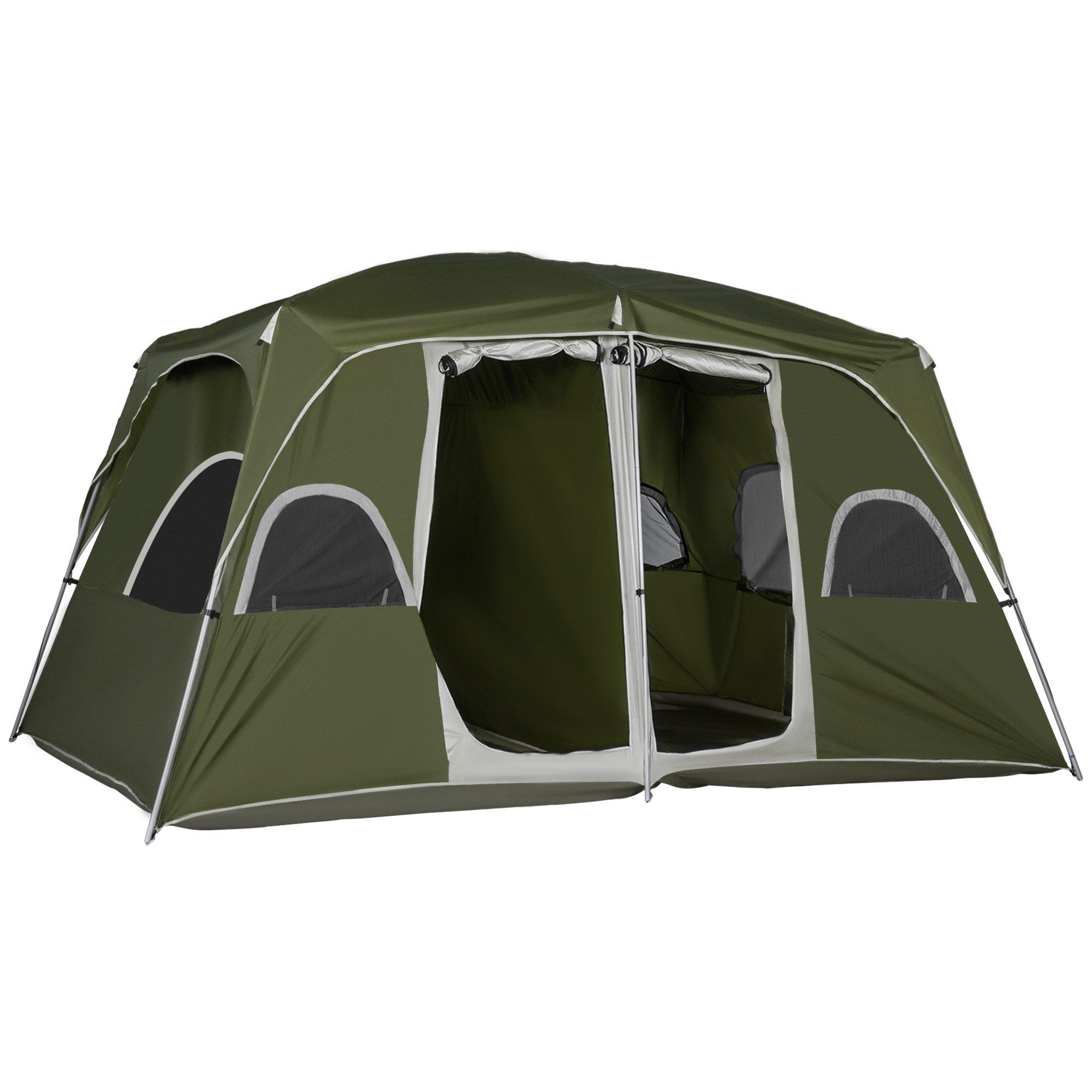Camping Tent, Family Tent 4-8 Person 2 Room Easy Set Up, Green