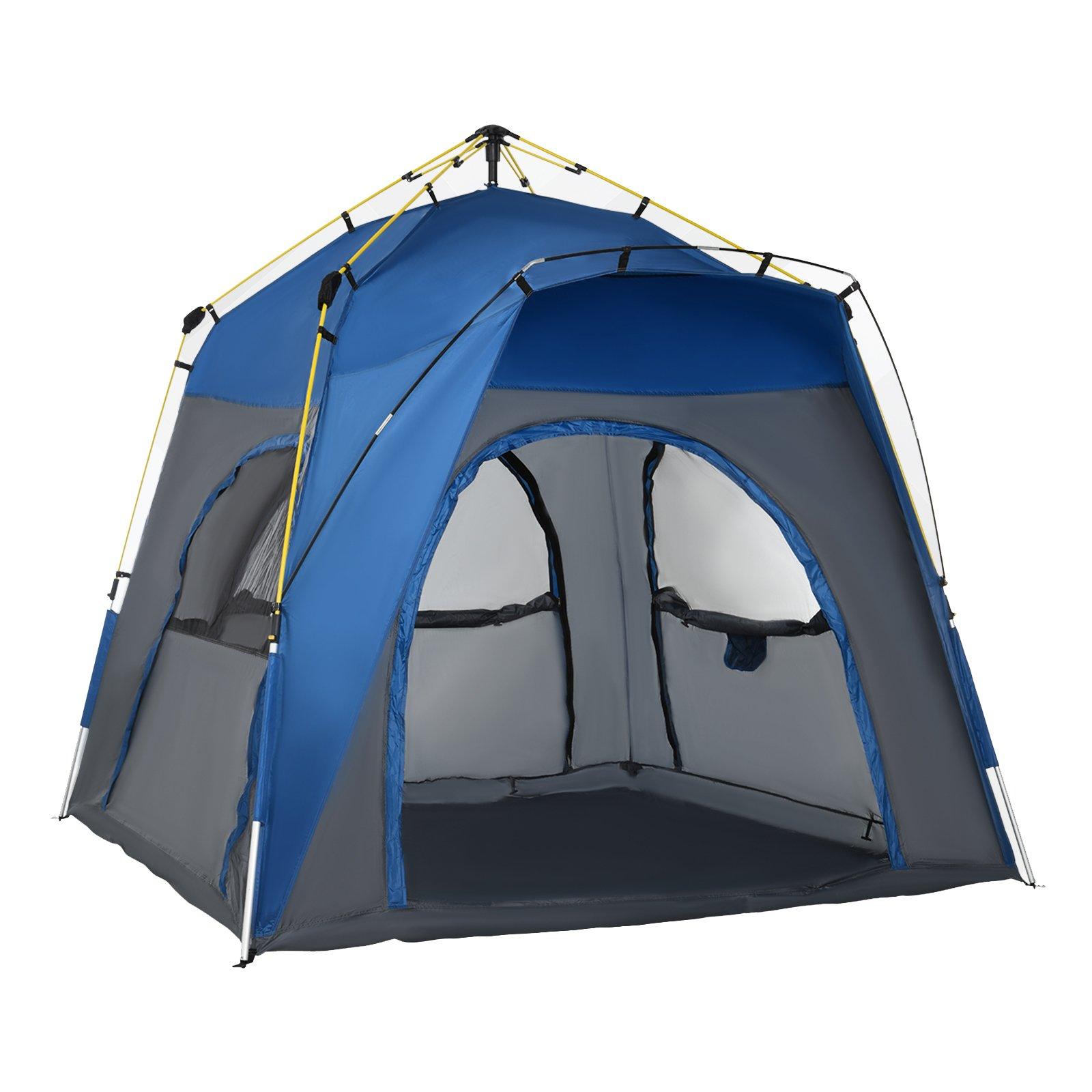 Four Man Pop Up Tent Automatic Camping Backpacking Dome Shelter