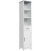 Kleankin Tall Bathroom Storage Cabinet Freestanding Linen Tower Slim Organizer thumbnail 1