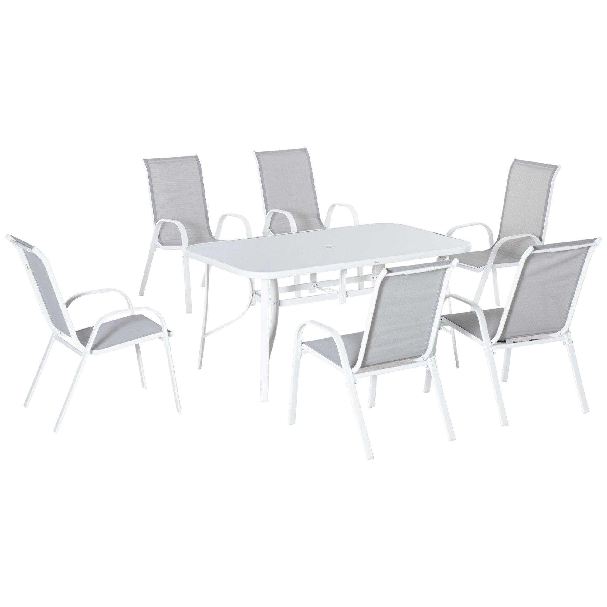 7 Piece Garden Dining Set with Dining Table and Chairs for Backyard