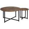 HOMCOM Set of 2 Nesting Coffee Tables Round End Bedside Tables Metal Frame thumbnail 1