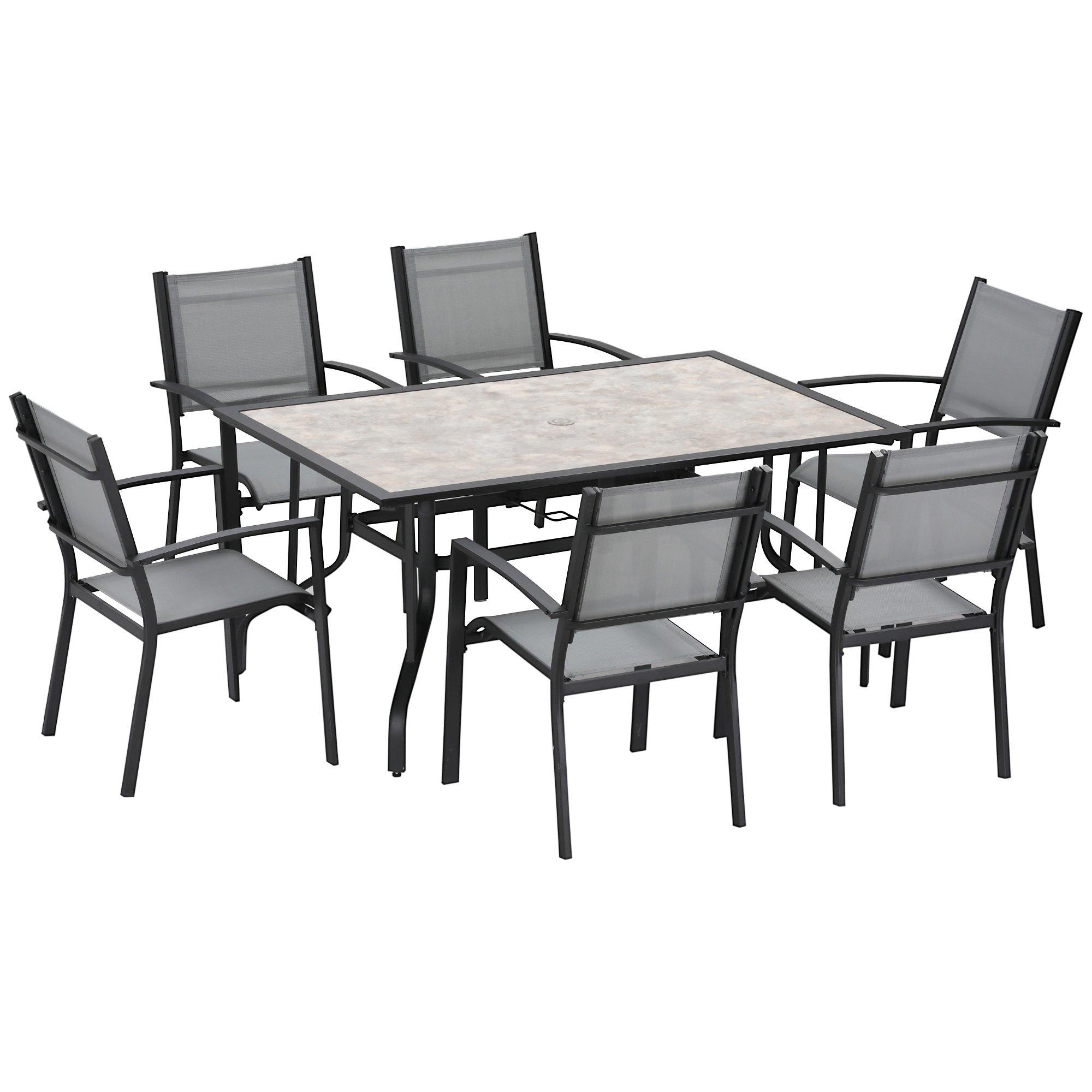 7 Piece Garden Furniture Set with Dining Table Chairs 6 Seater