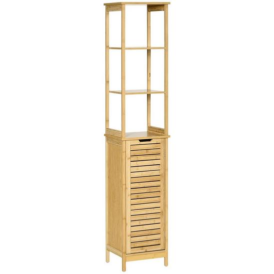 Kleankin Tall Slim Bathroom Cabinet Freestanding Storage Organiser with Shelves 1