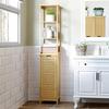 Kleankin Tall Slim Bathroom Cabinet Freestanding Storage Organiser with Shelves thumbnail 3