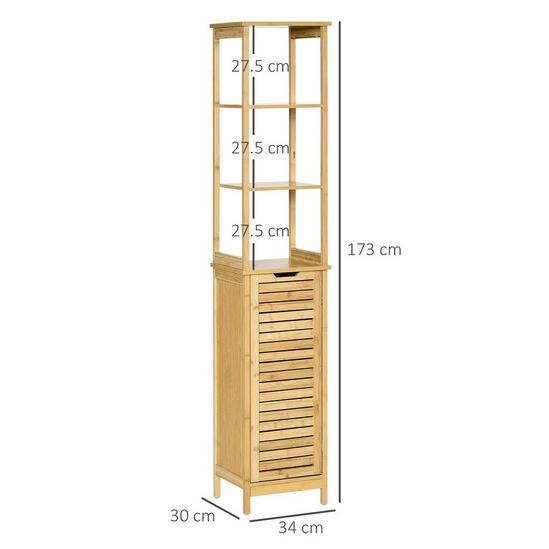 Kleankin Tall Slim Bathroom Cabinet Freestanding Storage Organiser with Shelves 4