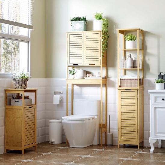 Kleankin Tall Slim Bathroom Cabinet Freestanding Storage Organiser with Shelves 5