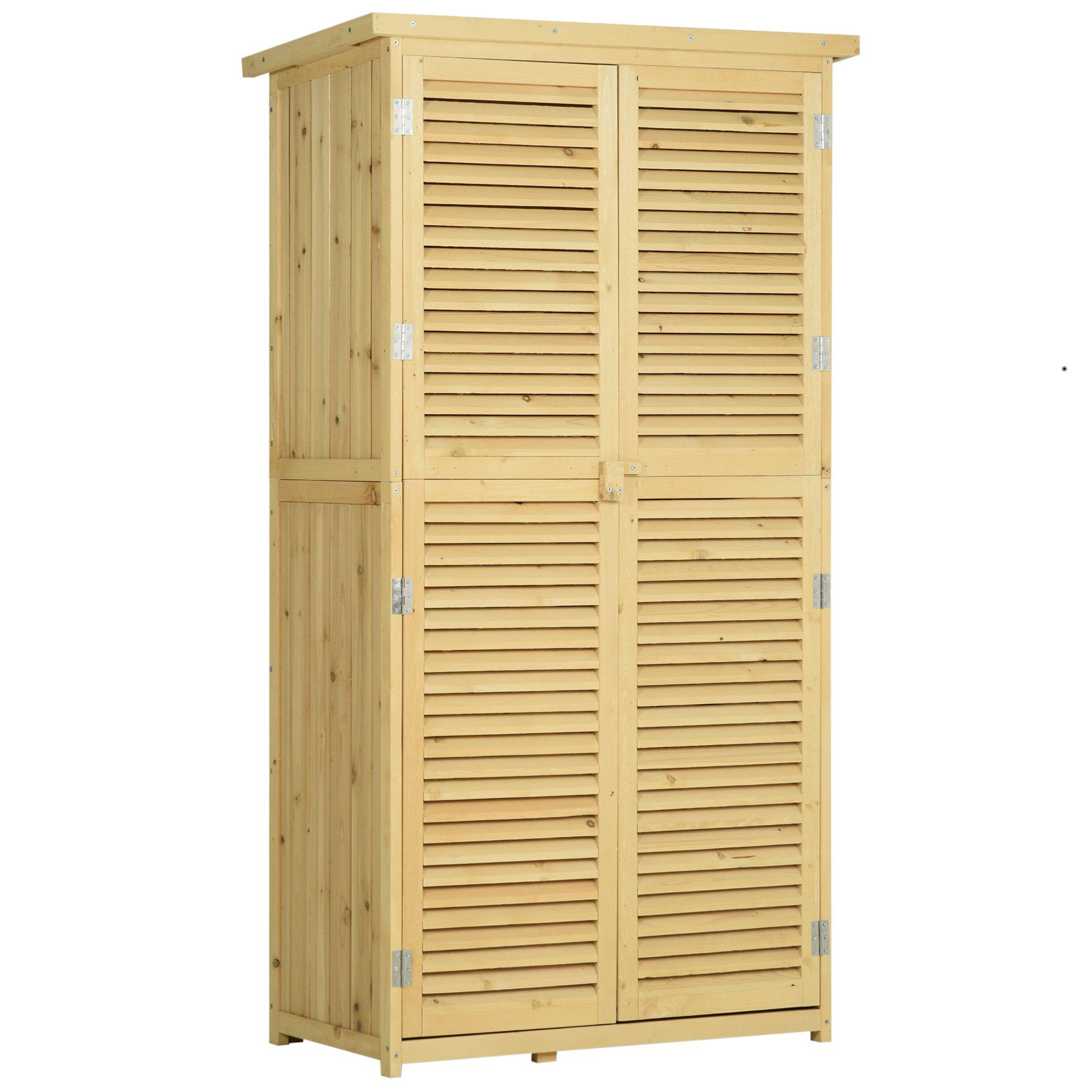 Outsunny 87 x 47 x 160cm Wooden Garden Storage Shed - Natural
