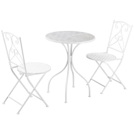 OUTSUNNY 3 Piece Garden Bistro Set with Mosaic Top for Patio Balcony Poolside 1