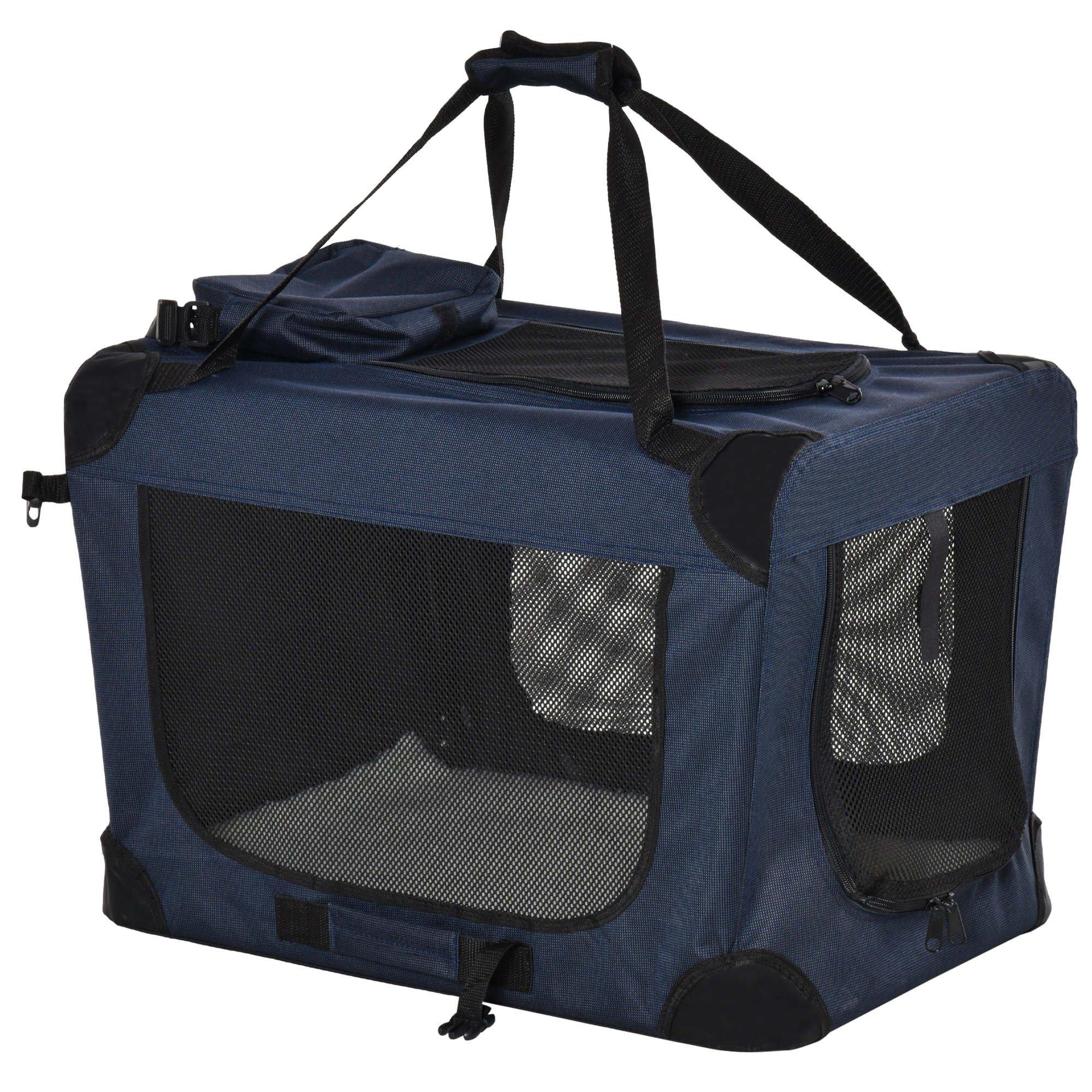 60cm Folding Pet Carrier Bag Soft Portable Cat Cage with Cushion Storage