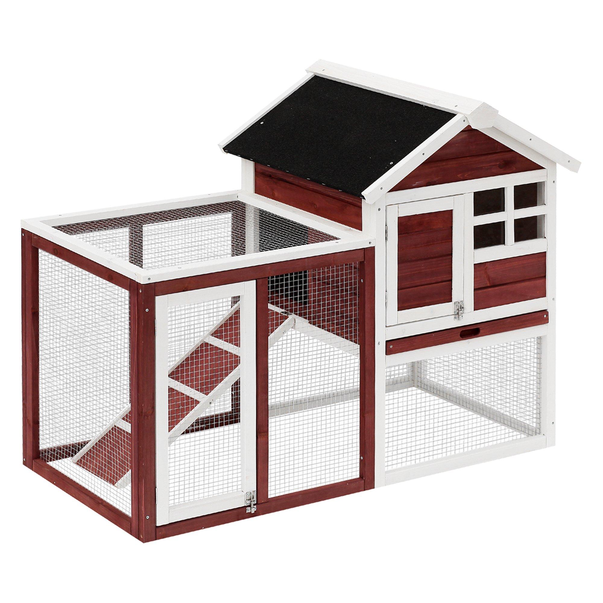 122cm Rabbit Hutch Cage Bunny House Wooden Habitat Pet Small Animal