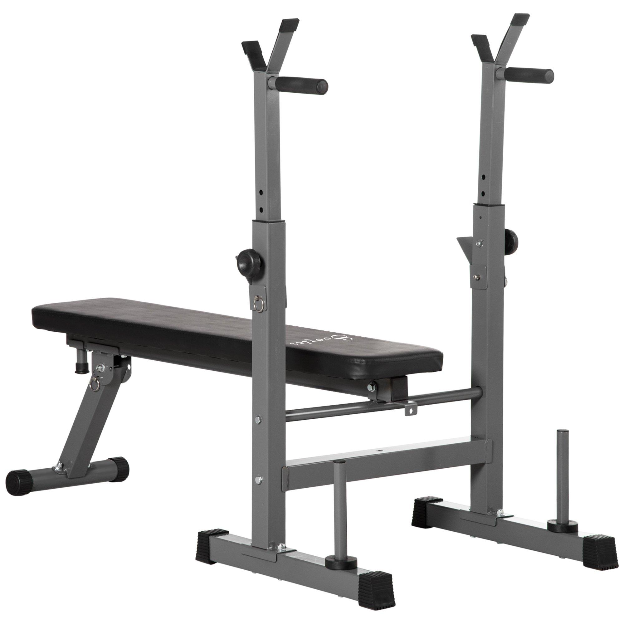 Adjustable Weight Bench Foldable with Barbell Rack and Dip Station
