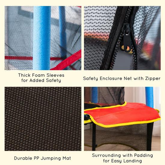HOMCOM Kids Trampoline withEnclosure Net Zipper Safety Pad Indoor Outdoor 5