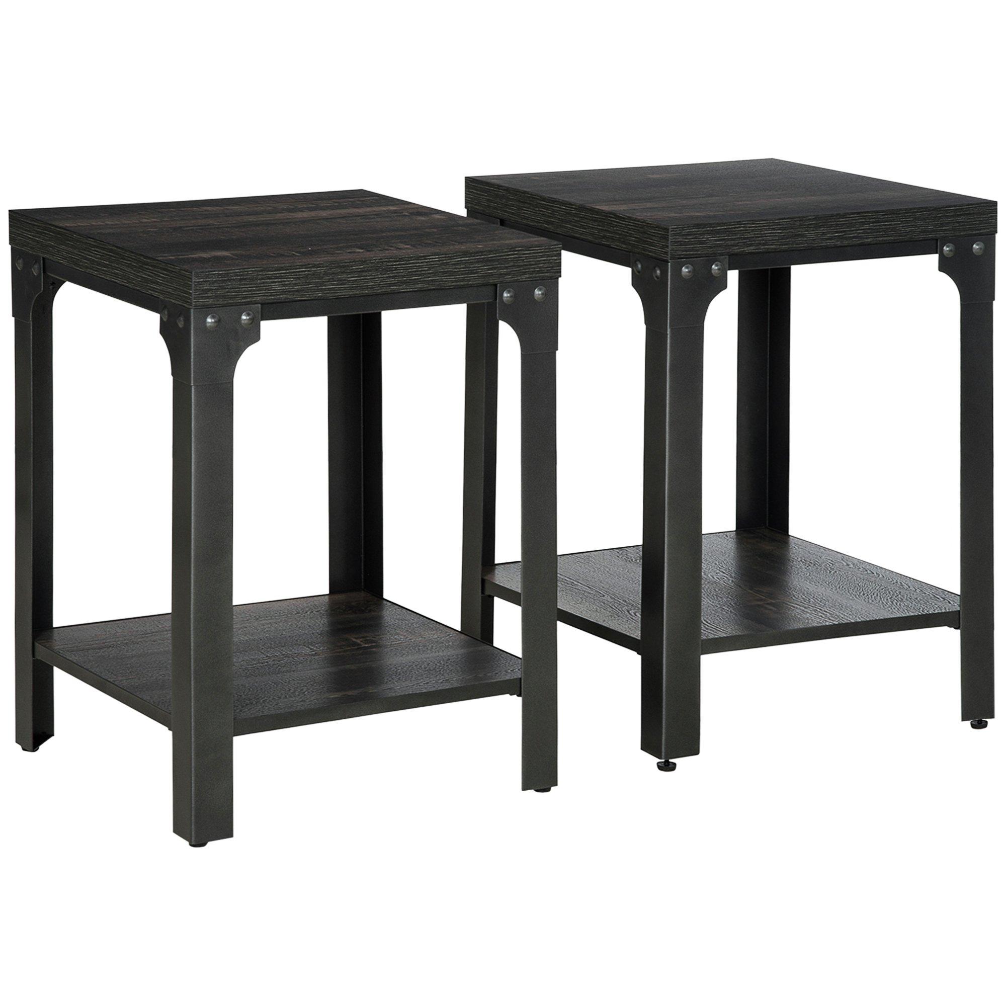 Side Table Set of 2 with Open Storage Bedside Tables Thickened