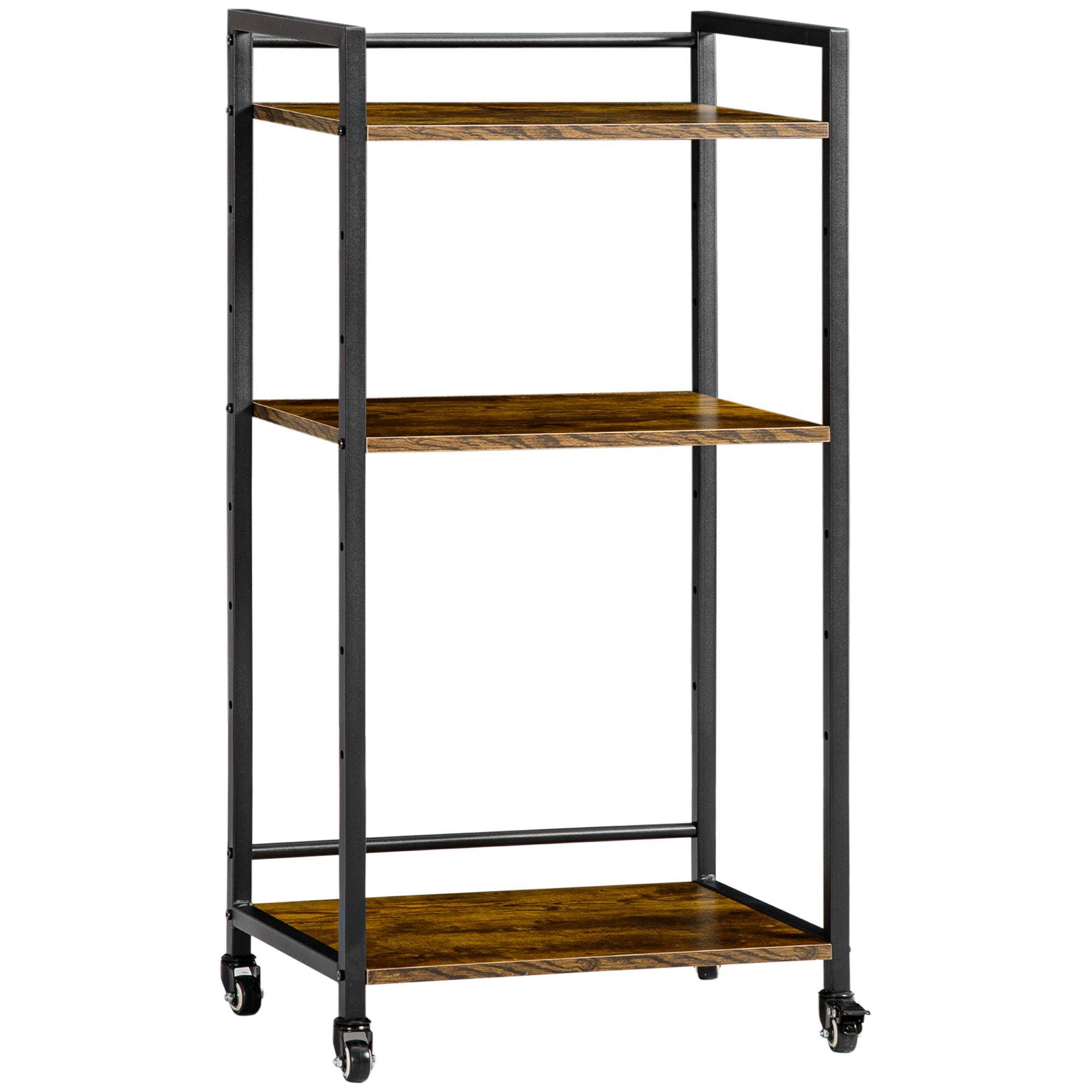 3-Tier Printer Stand Rolling Trolley with Adjustable Shelves