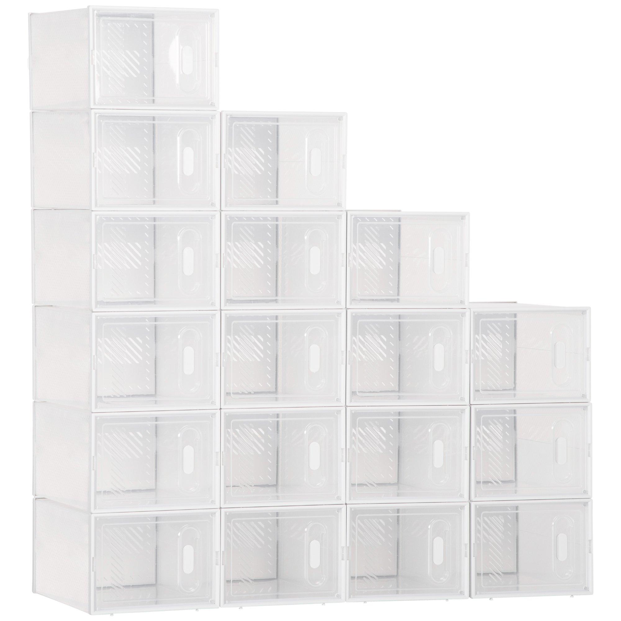 18PCS Stackable Shoe Box Clear Plastic Shoe Storage Box
