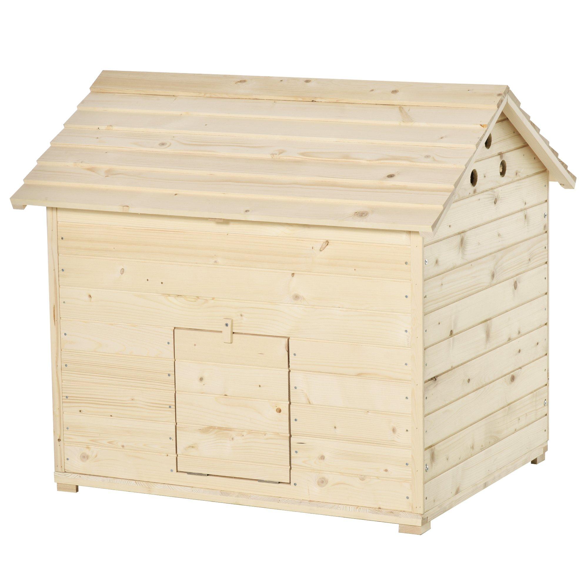 Wooden Duck House for 2-4 Ducks with Open Roof, Raised Base, Air Holes