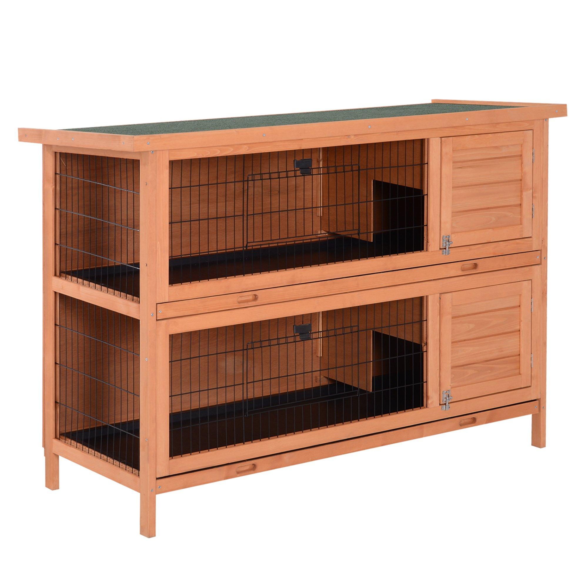 Rabbit Hutch for Two Rabbits Outdoor Guinea Pig Cage with Removable Tray