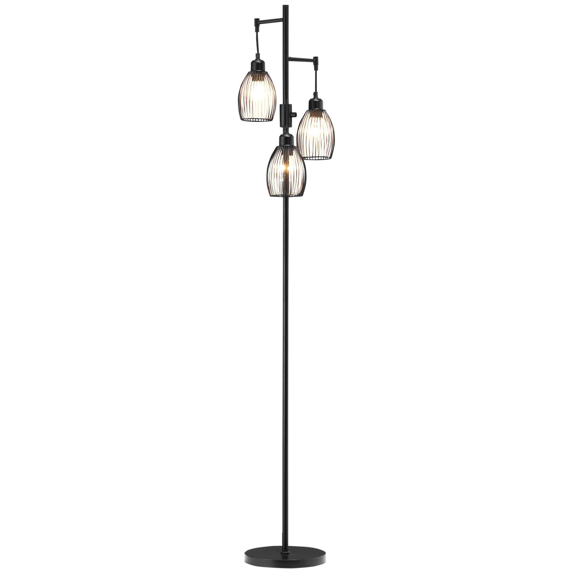 3-Light Floor Lamp Industrial Standing Light Steel Lampshades