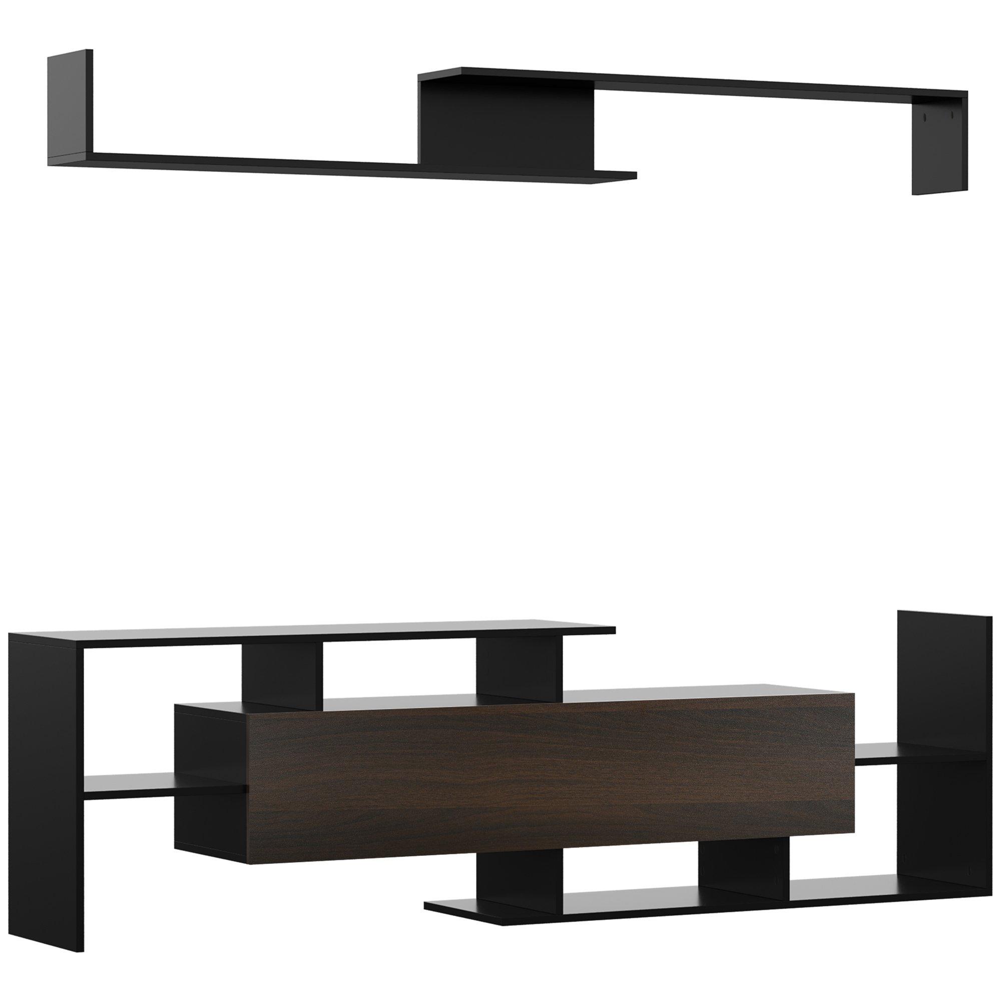 TV Cabinet with Wall Shelf and Storage Cabinet for Living Room