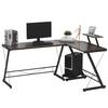 HOMCOM L Shaped Home Office Desk Gaming Workstation with Shelf & CPU Stand thumbnail 1