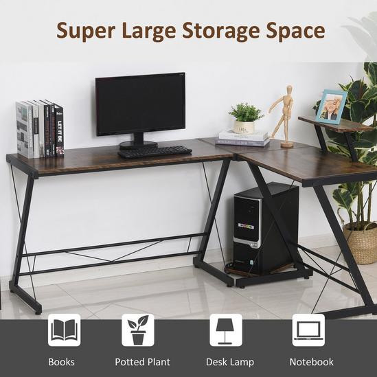 HOMCOM L Shaped Home Office Desk Gaming Workstation with Shelf & CPU Stand 4