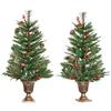 HOMCOM 2 PCs 3 Ft Artificial Christmas Tree Pot Berry Pine Cone 110 Branches thumbnail 1