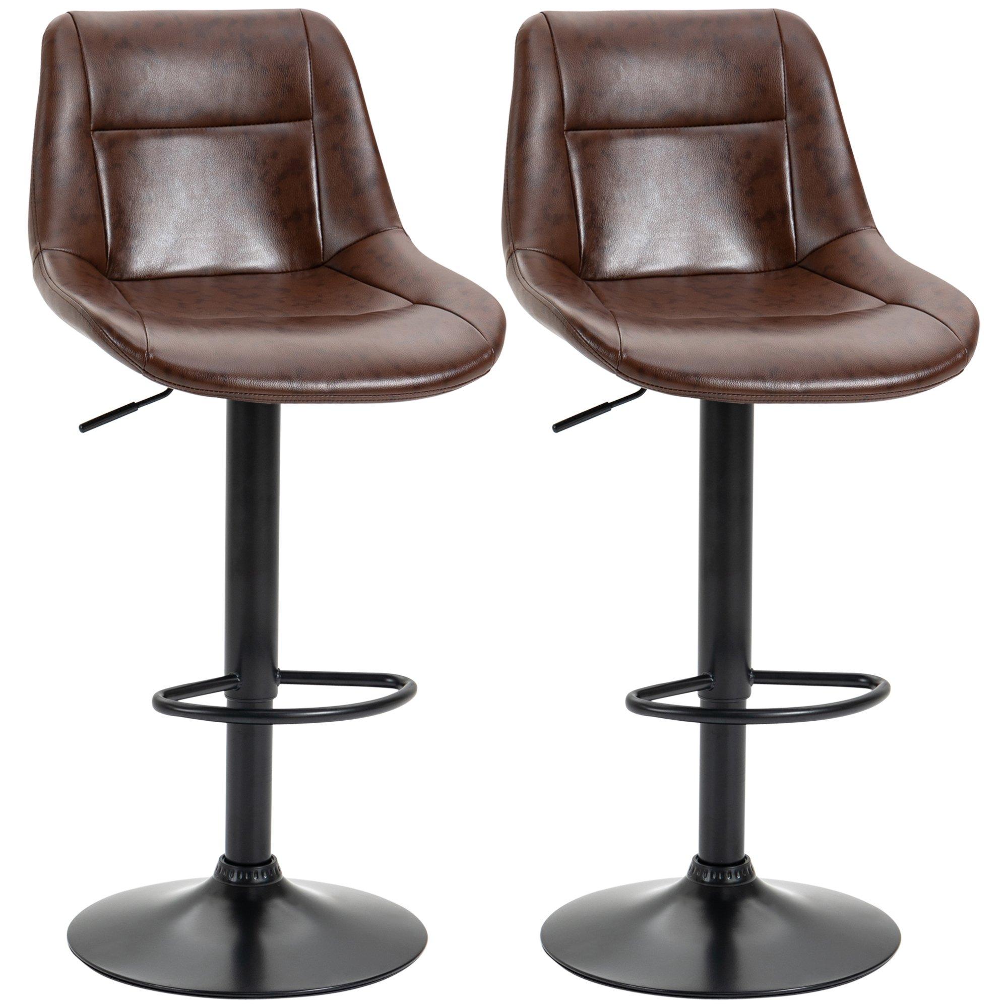 Modern Swivel Bar Stools Set of Adjustable Height Bar Chairs Footrest
