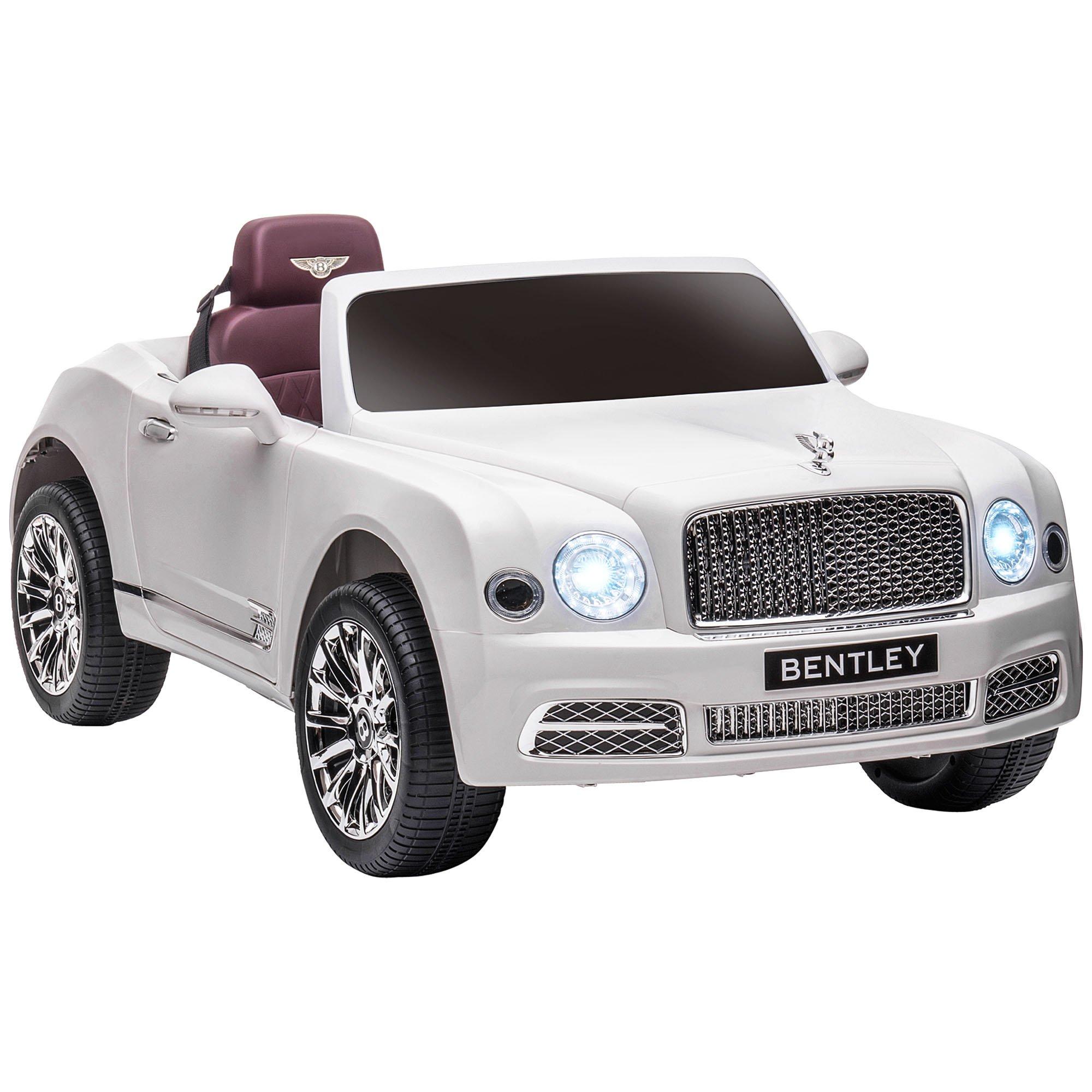 Bentley Mulsanne Licensed 12V Electric Ride-On Car for Kids Music - White